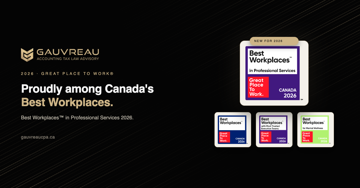 Gauvreau Accounting Tax Law Advisory Earns Four Great Place to Work® Recognitions in 2026